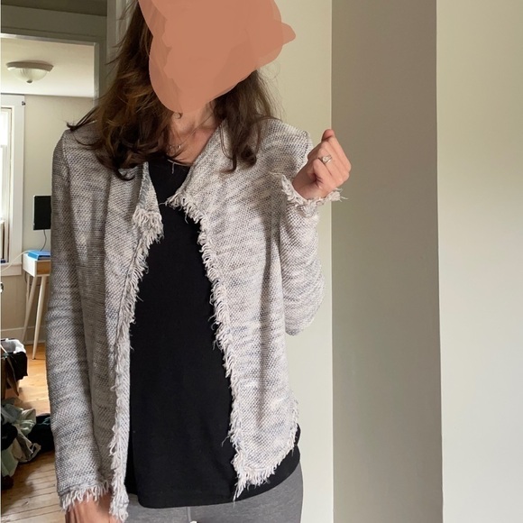 Joie Nalah B Tweed Jacket, Smoky Multi Fringe Linen Cotton Open Knit Size XS - Picture 10 of 10